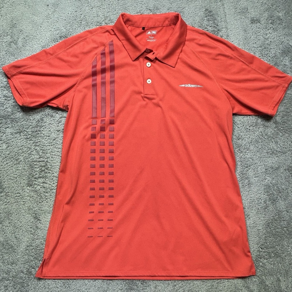 Adidas Adizero Polo Shirt Men's L Red/Orange Golf Activewear Short Sleeve Z71758